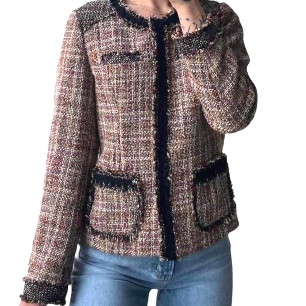 Coldwater Creek Nwot Fall Multicolor Tweed Longsleeve Snap Front Blazer